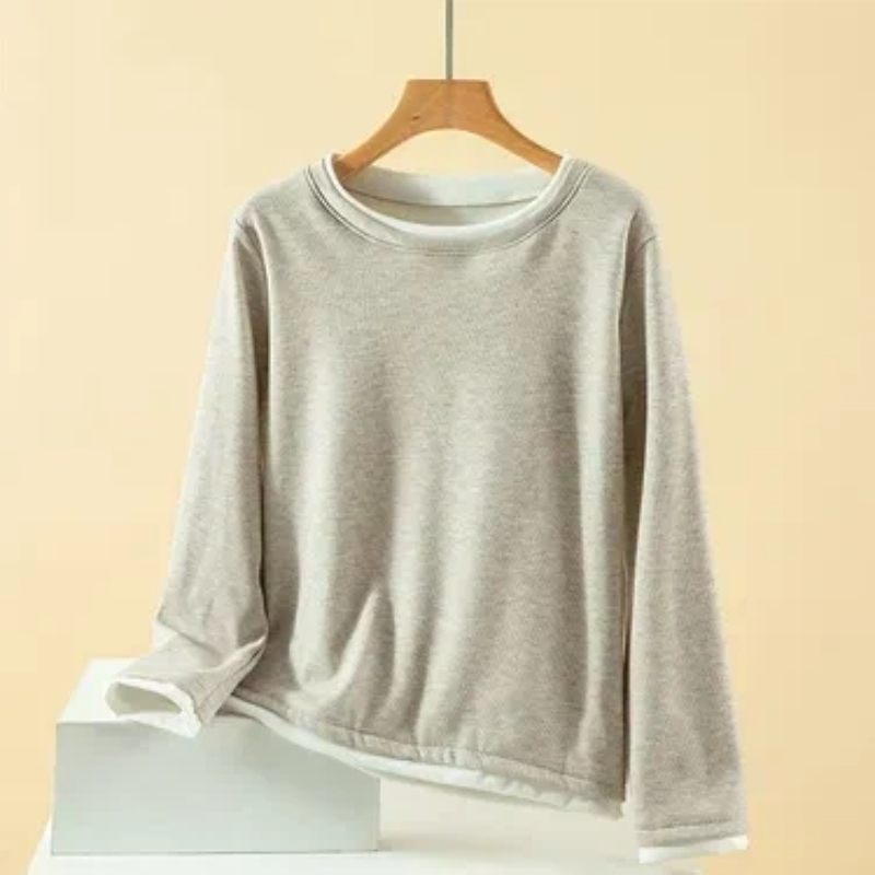 Damen Plus Size Fake Two Piece – Undershirt Crew Neck Bewertung und Preis