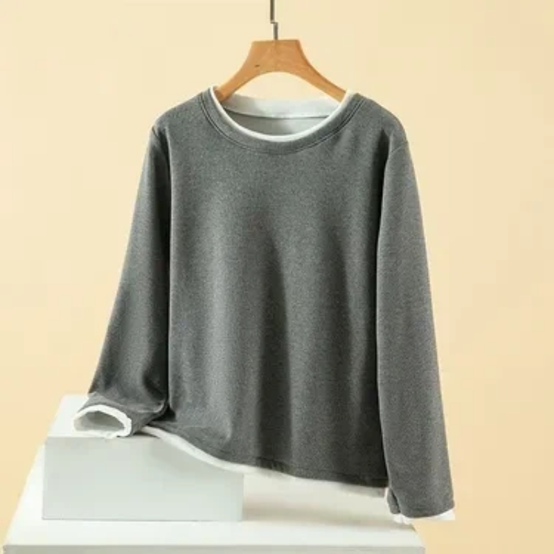 Damen Plus Size Fake Two Piece – Undershirt Crew Neck Bewertung und Preis